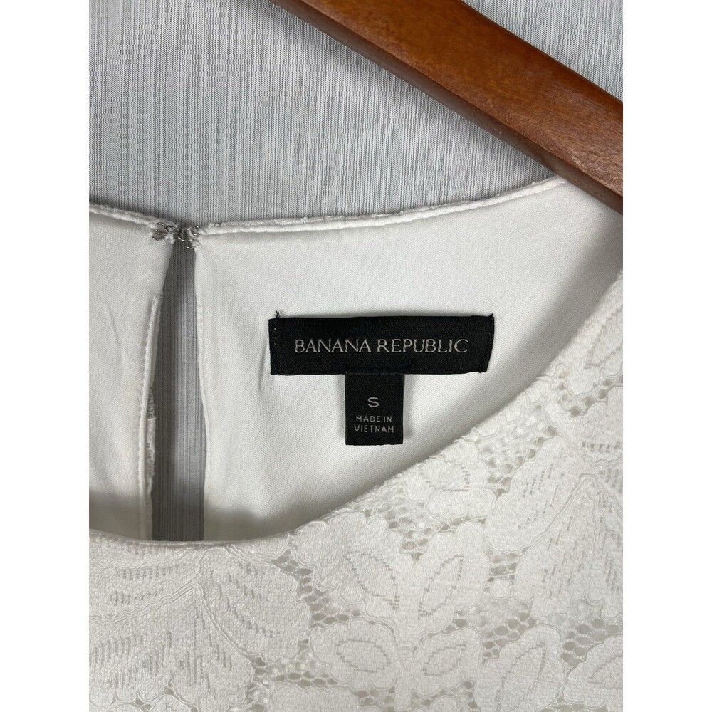 Banana Republic Lace Blouse Women S White Bell Sleeve Fully Lined Romantic - Picture 5 of 10